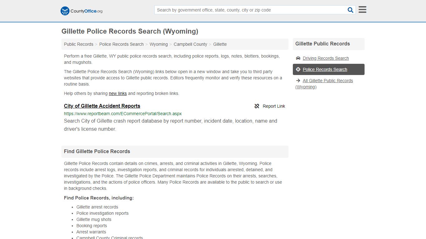 Police Records Search - Gillette, WY (Accidents & Arrest Records)